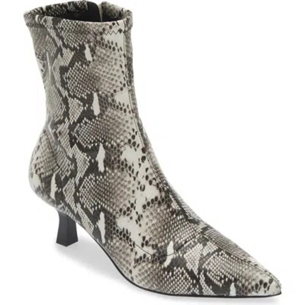 Abound 6.5 Erinn Pointed Toe Kitten Heel Snake Skin Bootie Ivory Gray NWOB - Picture 2 of 6